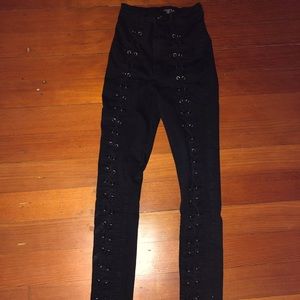 Lace up black jeans